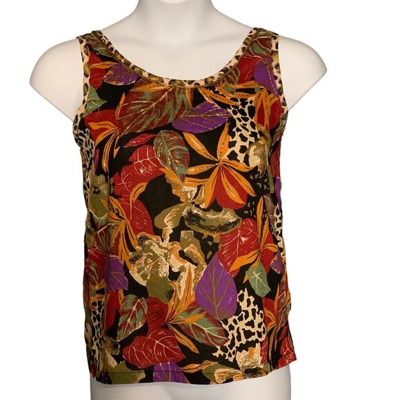 Vintage 90s Beaded Jacket And Tank Top 2pc Set Sz Medium Retro Glam Animal Print - Picture 8 of 12